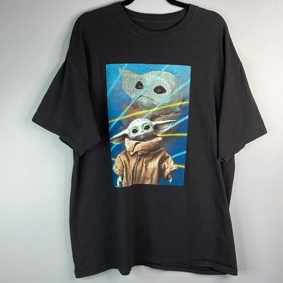 STAR WARS Mens Black Grogu Baby Yoda The Manalorian Graphic Crewneck T-Shirt XL - Picture 11 of 11